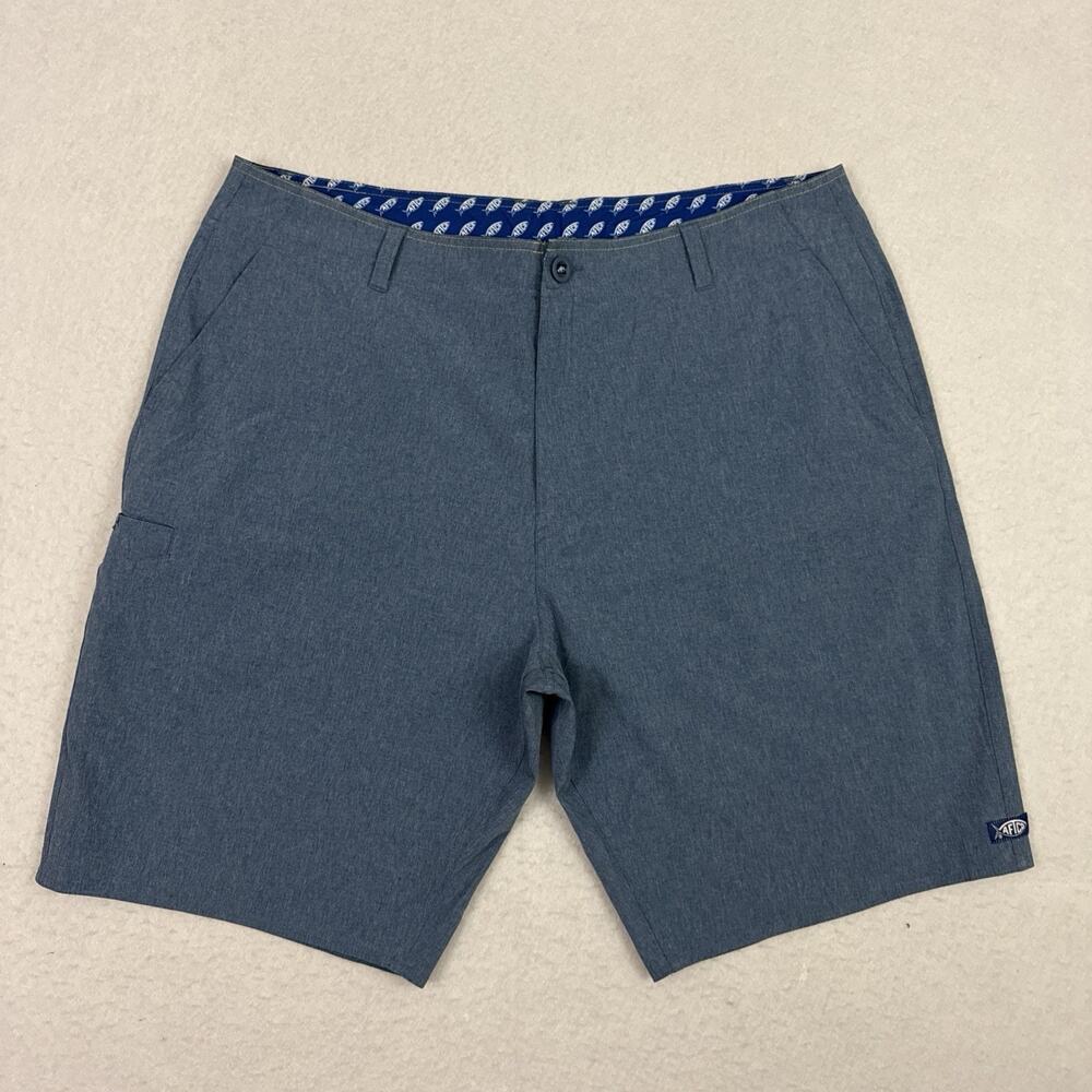 AFTCO Cloudburst Hybrid Shorts Mens 38 Blue AFTECH Fishing Boating Stretch